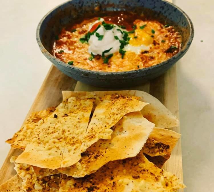 Mexican Baked Eggs with Mountain Bread Dippers